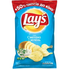 Чипсы Lay's Сметана-Зелень 200г.1ящ.х18уп.